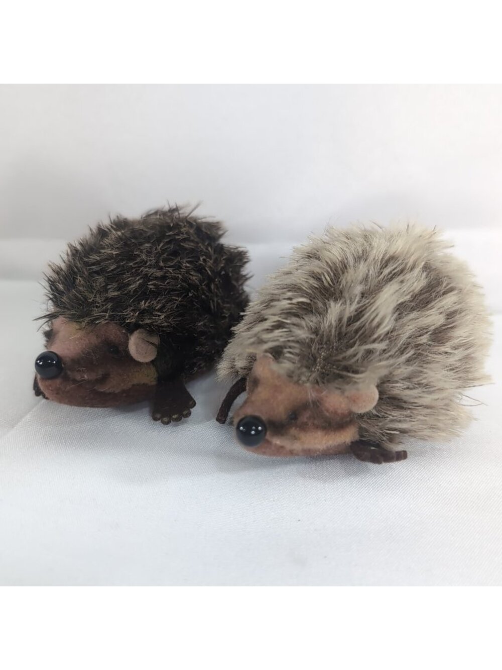 Steiff Hedgehog Joggi 2 Set Brown Vintage Plush Stuffed Animal Toy 4" Mohair Fur